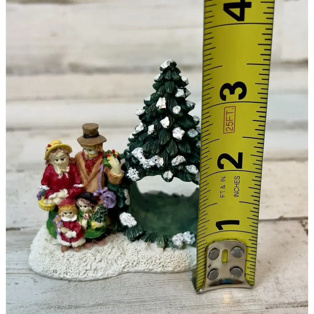 Vintage Christmas Carolers Napkin Holder Resin Snowy Trees Holiday Table Decor